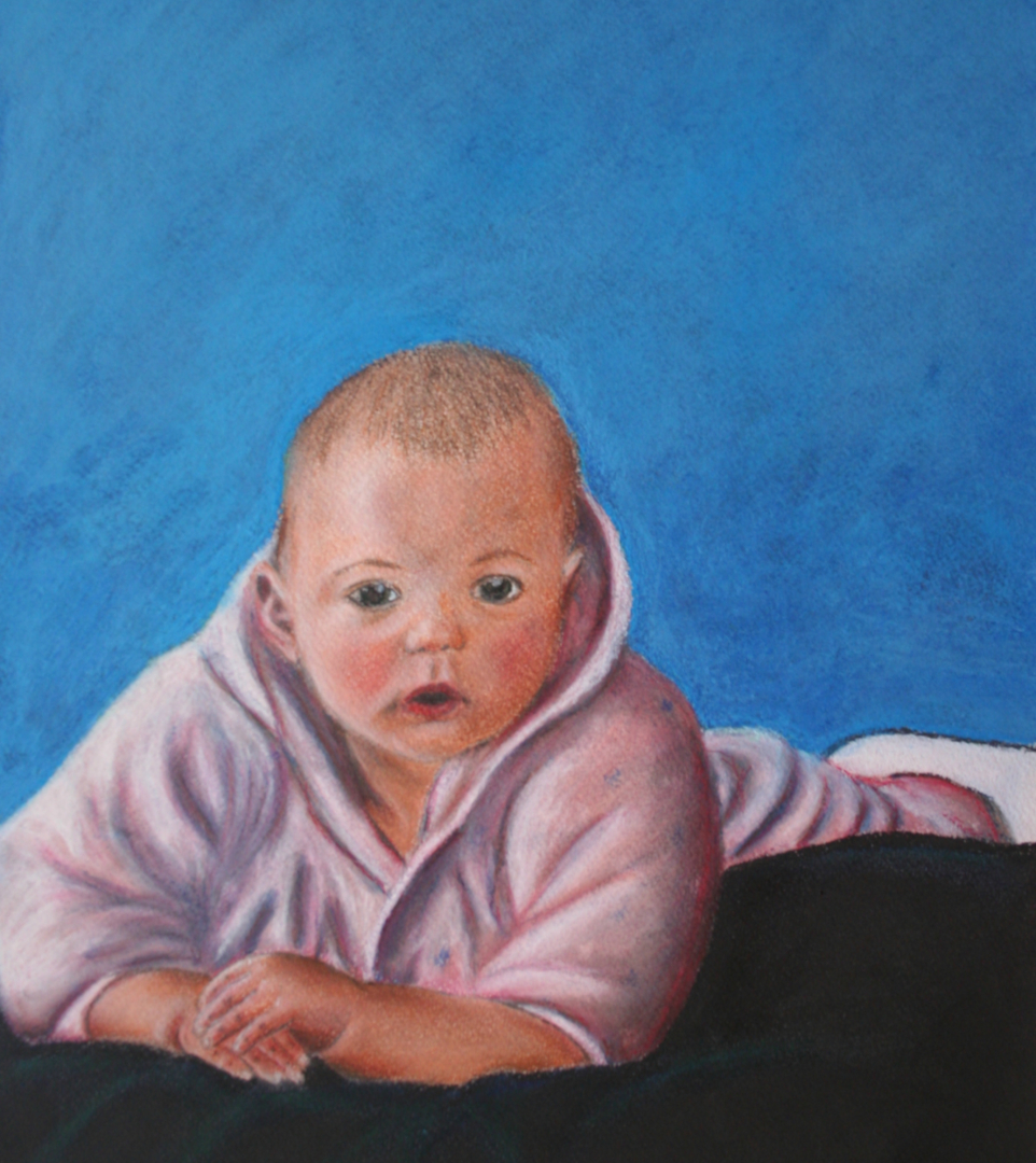 Example of Commissioned Work: Baby Girl Pastel Portrait by Artist Magda de Lange